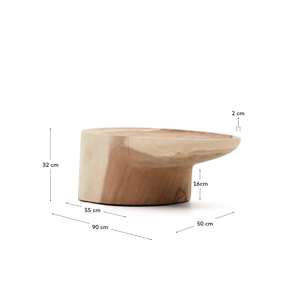 Mosi Couchtisch mit Standbein aus massivem Mungurholz Ø 90 x 50 cm von Kave Home – Produktbild 3