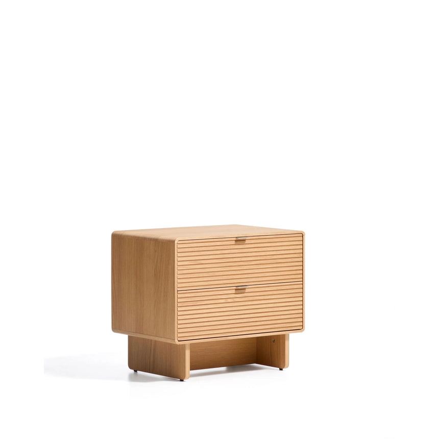 Nachttisch Norlen mit 2 Schubladen in Eichenfurnier mit naturfarbenem Finish FSC Mix Credit 60 x 52 cm von Kave Home – Bild 4