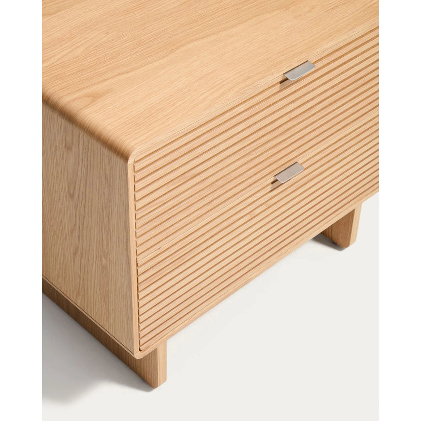 Nachttisch Norlen mit 2 Schubladen in Eichenfurnier mit naturfarbenem Finish FSC Mix Credit 60 x 52 cm von Kave Home – Bild 6