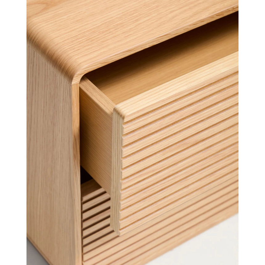 Nachttisch Norlen mit 2 Schubladen in Eichenfurnier mit naturfarbenem Finish FSC Mix Credit 60 x 52 cm von Kave Home – Bild 7