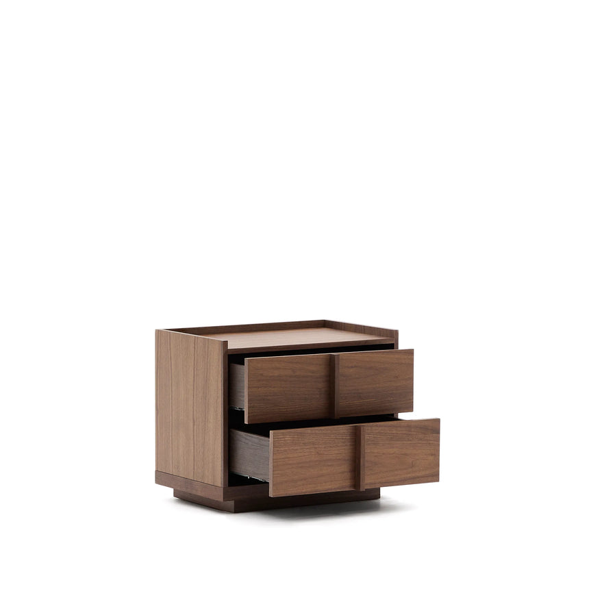 Nachttisch Onix 2 Schubladen aus Walnussfurnier dunkles Finish 60 x 47 cm FSC Mix Credit von Kave Home – Produktbild 8
