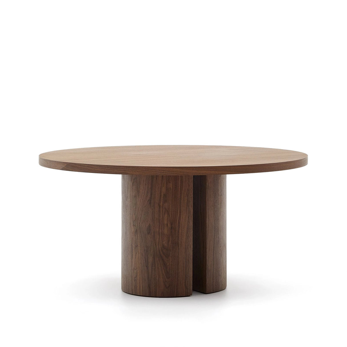 Nealy runder Tisch aus Nussbaumfurnier mit naturfarbenem Finish Ø 150 cm von Kave Home – Produktbild 1
