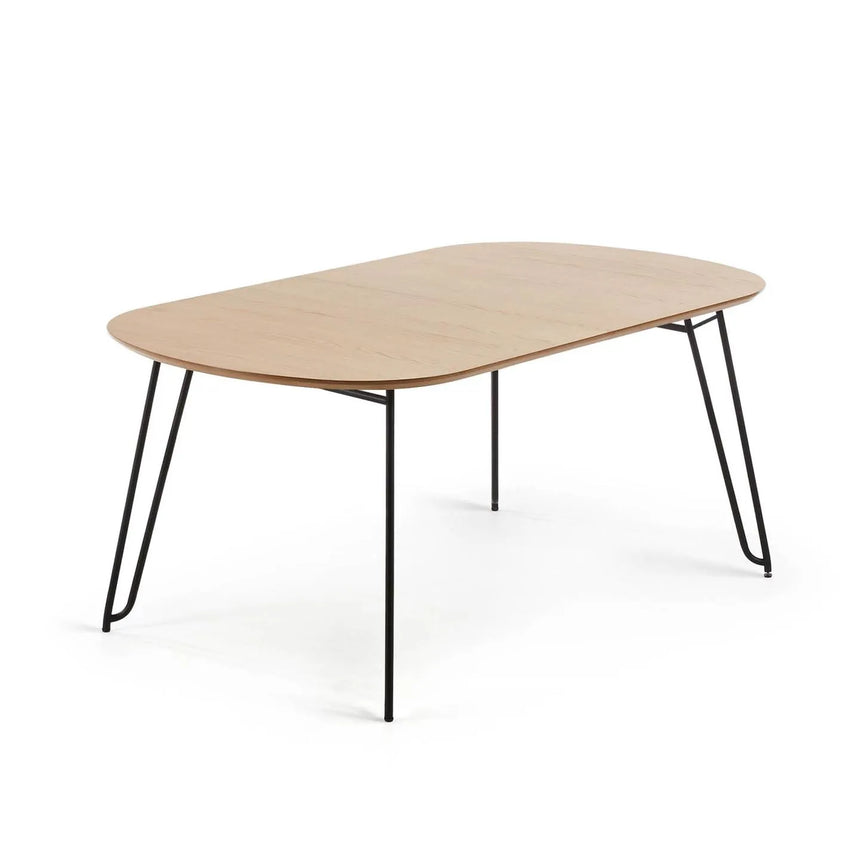 Novac ausziehbarer Tisch 140 (220) x 90 cm mit Eichenfurnier und schwarzen Stahlbeinen von Kave Home – Produktbild 6