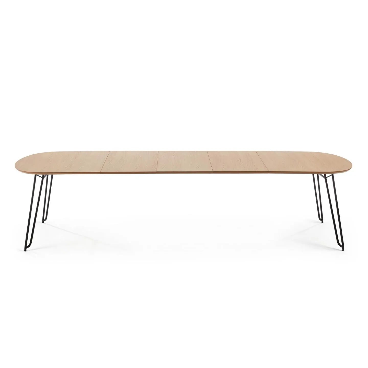 Novac ausziehbarer Tisch 170 (320) x 100 cm mit Eichenfurnier und schwarzen Stahlbeinen von Kave Home – Produktbild 11