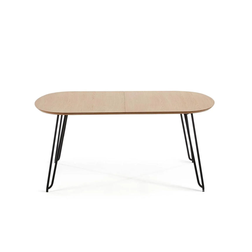 Novac ausziehbarer Tisch 170 (320) x 100 cm mit Eichenfurnier und schwarzen Stahlbeinen von Kave Home – Produktbild 8