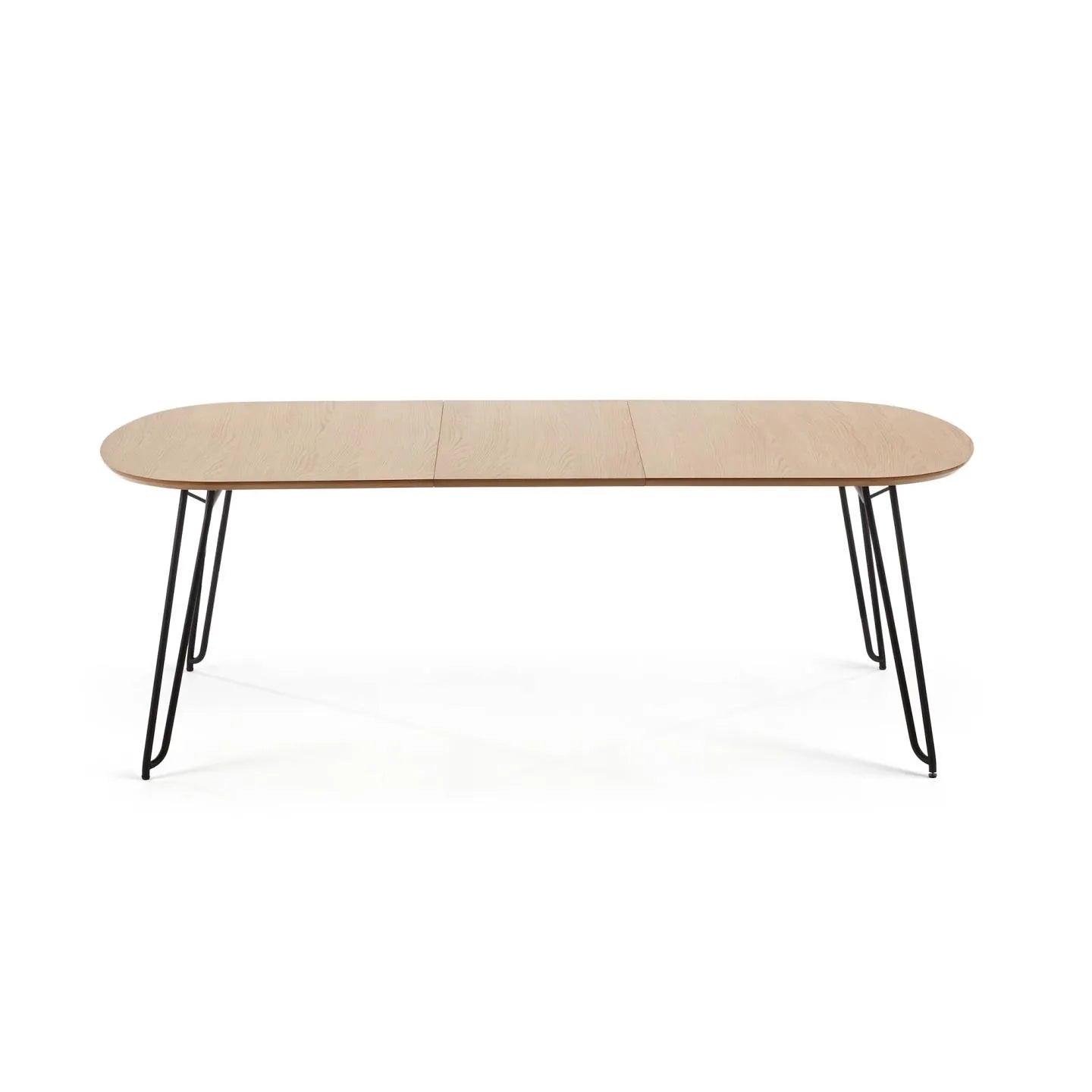 Novac ausziehbarer Tisch 170 (320) x 100 cm mit Eichenfurnier und schwarzen Stahlbeinen von Kave Home – Produktbild 9