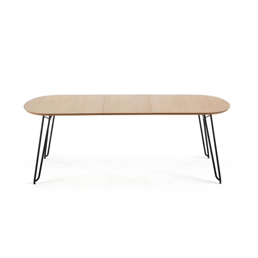 Novac ausziehbarer Tisch 170 (320) x 100 cm mit Eichenfurnier und schwarzen Stahlbeinen von Kave Home – Produktbild 9