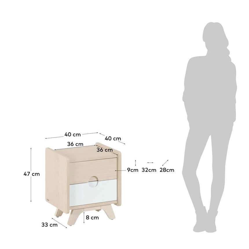 Nunila Nachttisch Eschenfurnier und Beine aus massivem Eschenholz 40 x 47 cm von Kave Home – Produktbild 5