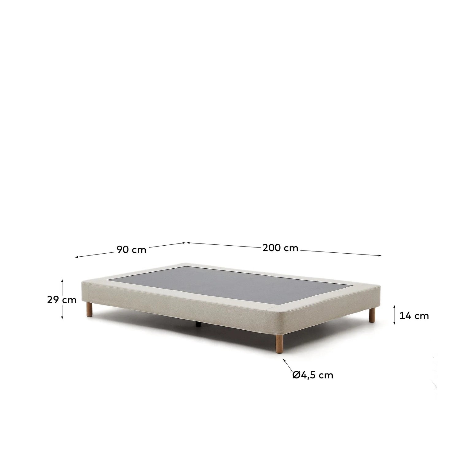Ofelia Bettgestell mit abnehmbarem Bezug, beige, mit Füßen aus massivem Buchenholz für Matratze 90 x 200 cm FSC Mix Credit von Kave Home – Produktbild 5