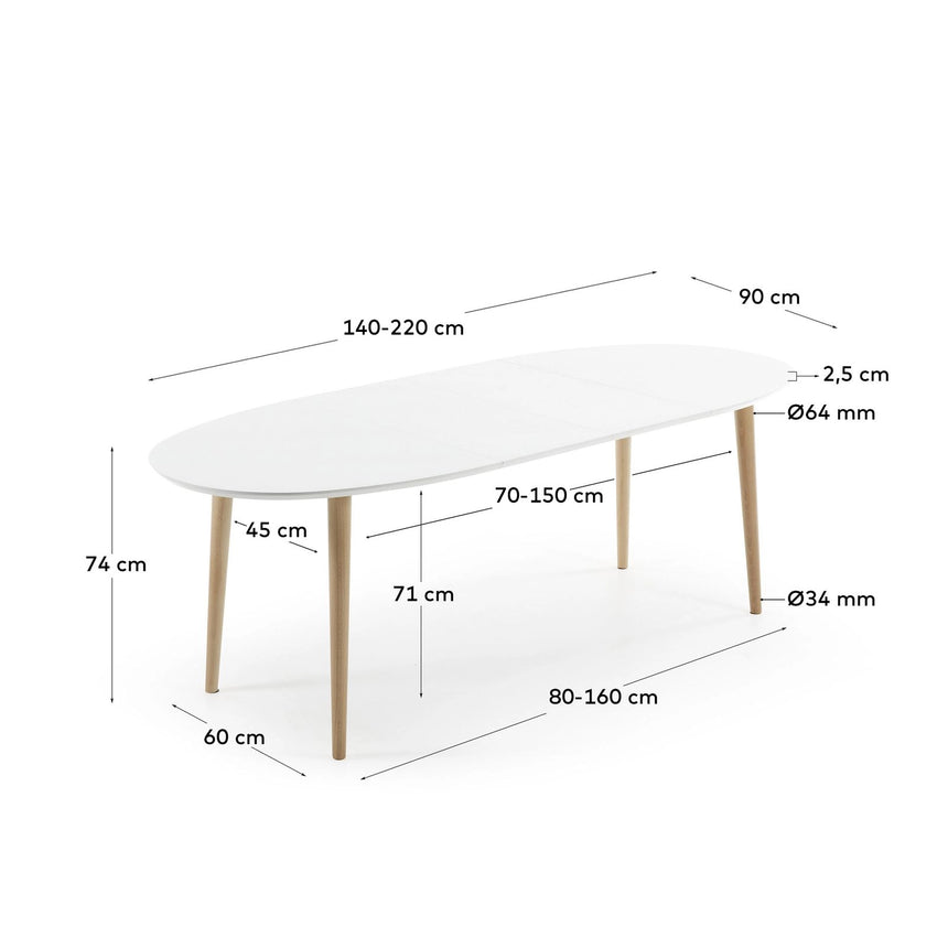 Oqui ovaler Ausziehtisch 140 (220) x 90 cm von Kave Home – Bild 2