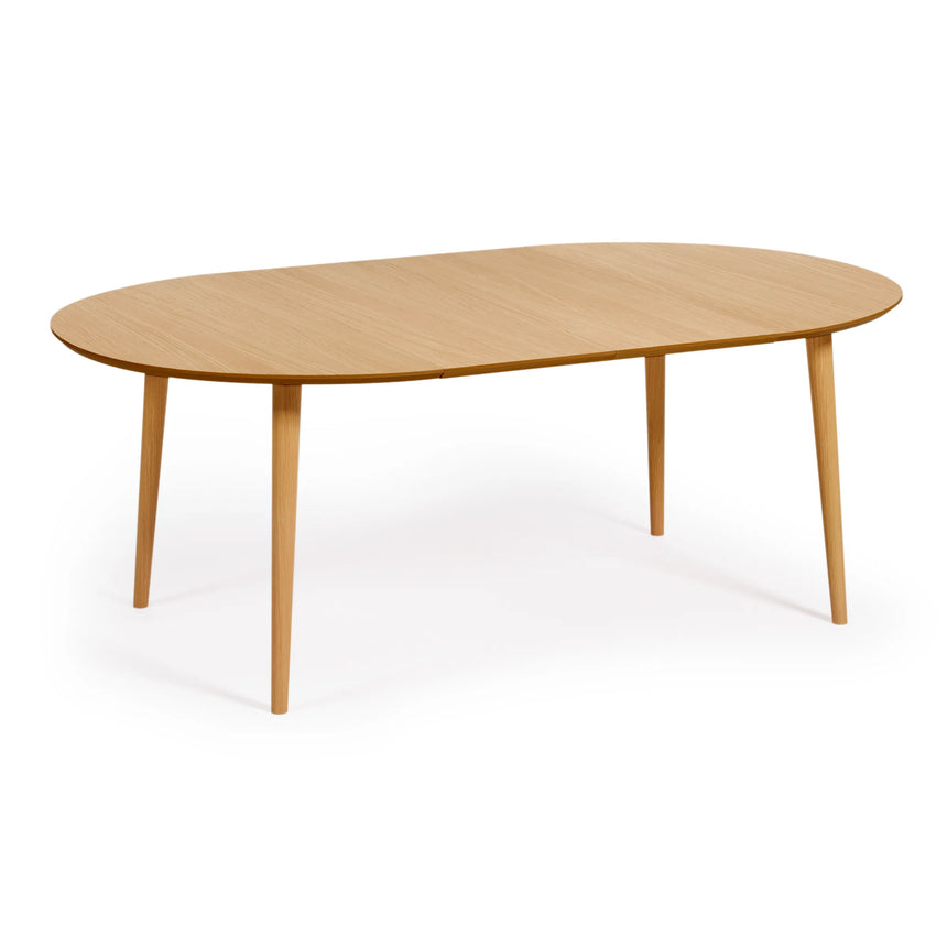 Oqui runder Ausziehtisch in Eichenfurnier und Beine aus Massivholz Ø 120 (200) x 120 cm von Kave Home – Produktbild 14