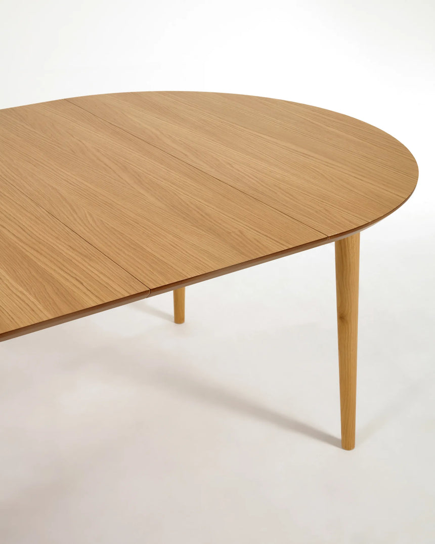 Oqui runder Ausziehtisch in Eichenfurnier und Beine aus Massivholz Ø 120 (200) x 120 cm von Kave Home – Produktbild 5