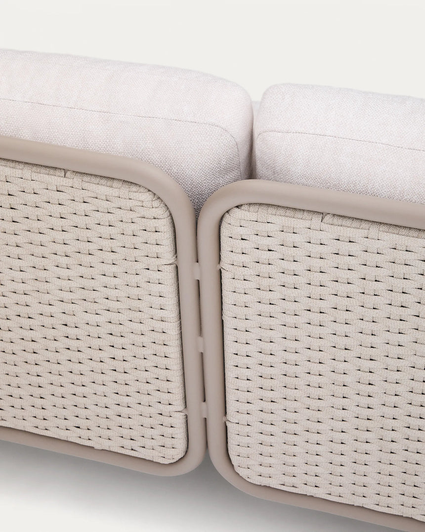 Outdoor-3-Sitzer-Sofa Sedalis aus Aluminium und taupefarbenem Seil 210 cm von Kave Home – Produktbild 5
