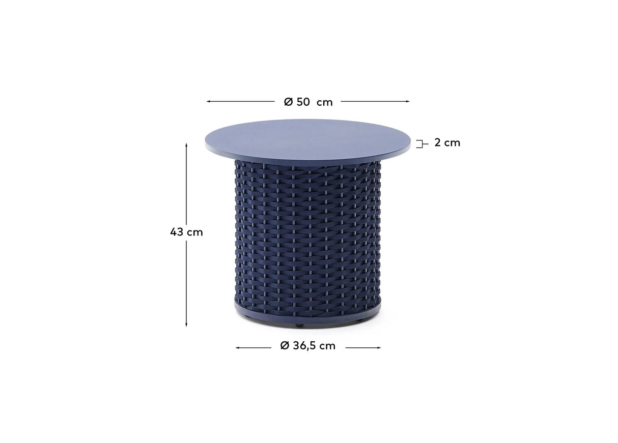 Outdoor-Beistelltisch Sedalis aus Aluminium und blauem Seil Ø50 cm von Kave Home – Produktbild 3