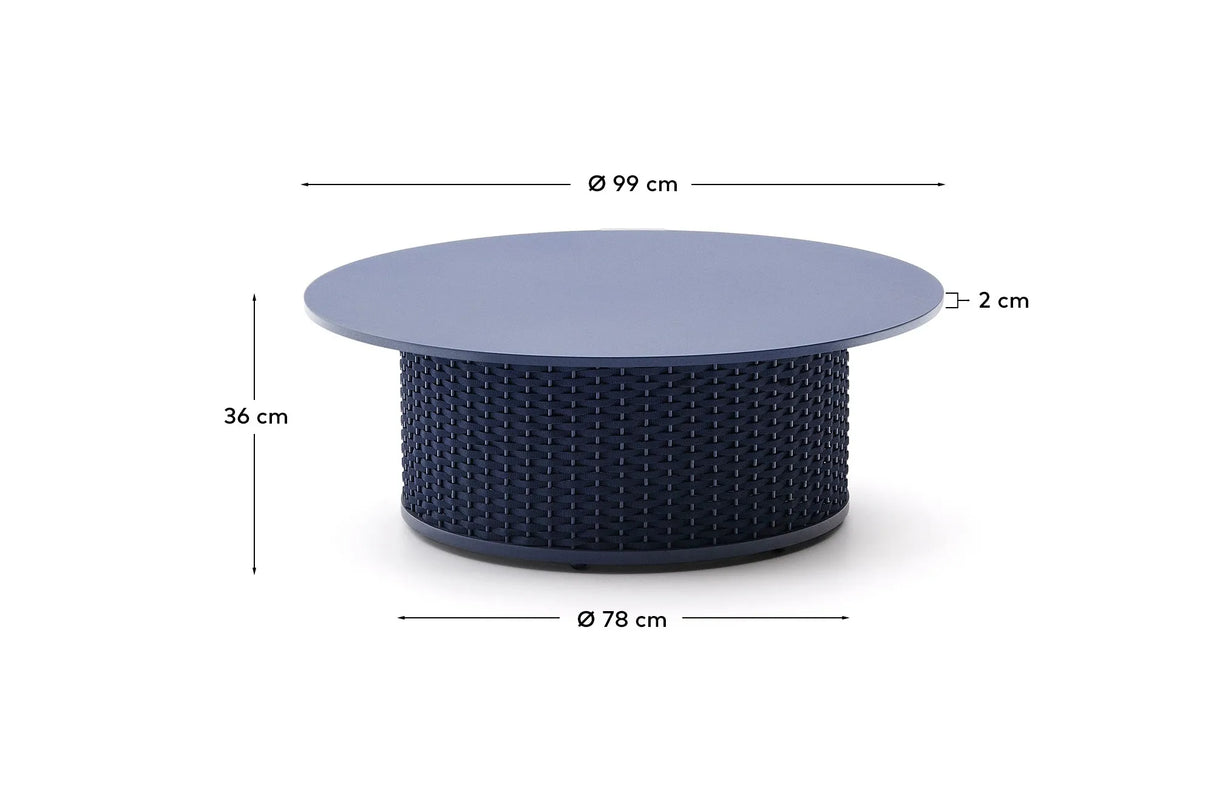 Outdoor-Couchtisch Sedalis aus Aluminium und blauem Seil Ø99 cm von Kave Home – Produktbild 3