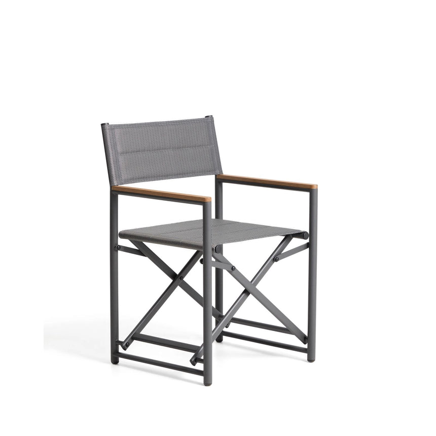 Outdoor-Klappstuhl Tisno aus graphitgrauem Aluminium und grauem Texteline von Kave Home – Bild 1