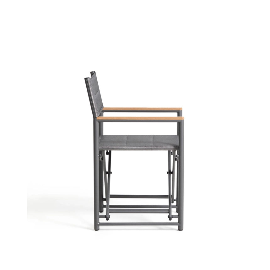 Outdoor-Klappstuhl Tisno aus graphitgrauem Aluminium und grauem Texteline von Kave Home – Bild 5