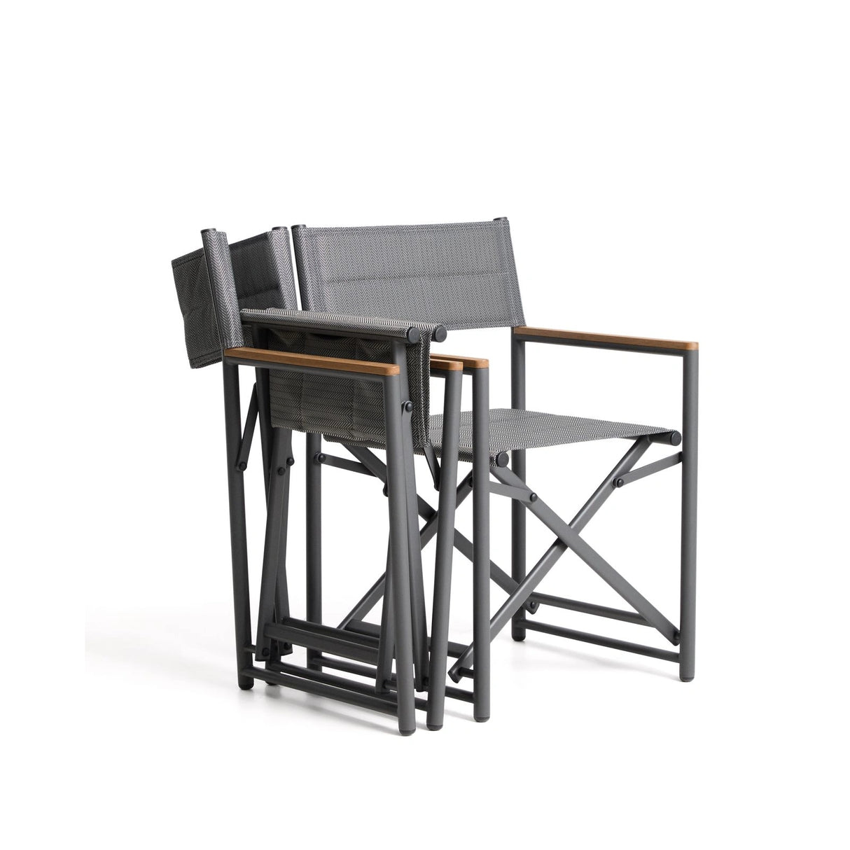 Outdoor-Klappstuhl Tisno aus graphitgrauem Aluminium und grauem Texteline von Kave Home – Bild 9