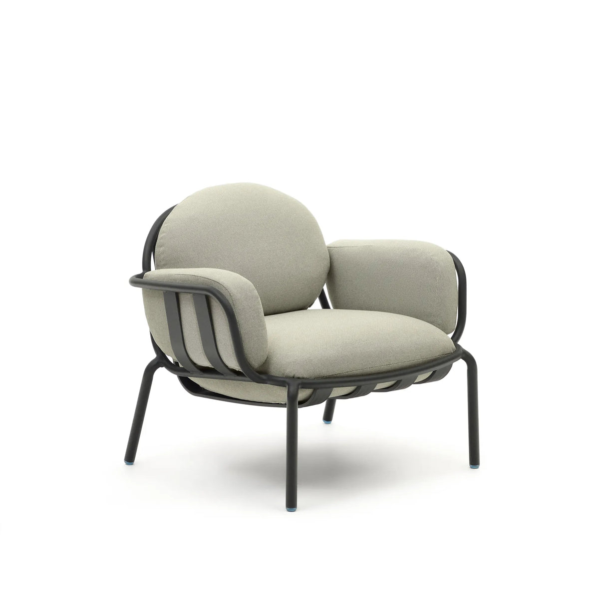 Outdoor-Sessel Joncols mit Bezug in Beige aus Aluminium mit grau lackiertem Finish von Kave Home – Produktbild 1