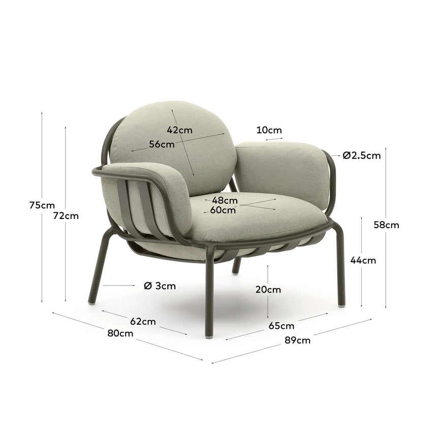 Outdoor-Sessel Joncols mit Bezug in Beige aus Aluminium mit grau lackiertem Finish von Kave Home – Produktbild 2