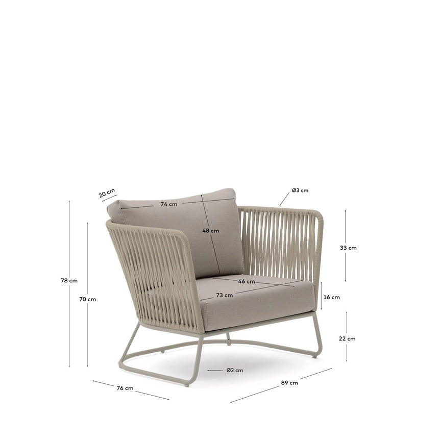 Outdoor-Sessel Saconca aus Seil und beige verzinktem Stahl von Kave Home – Bild 2