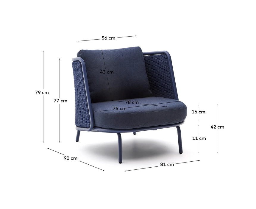 Outdoor-Sessel Sedalis aus Aluminium und blauem Seil von Kave Home – Produktbild 5