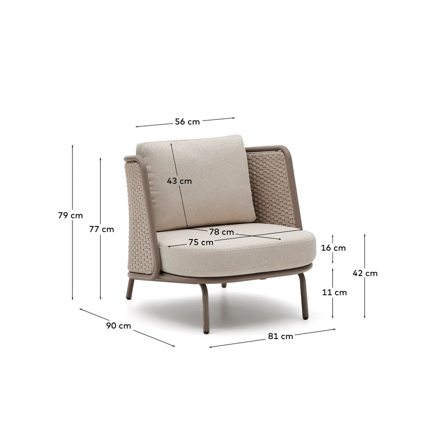 Outdoor-Sessel Sedalis aus Aluminium und taupefarbenem Seil von Kave Home – Produktbild 5