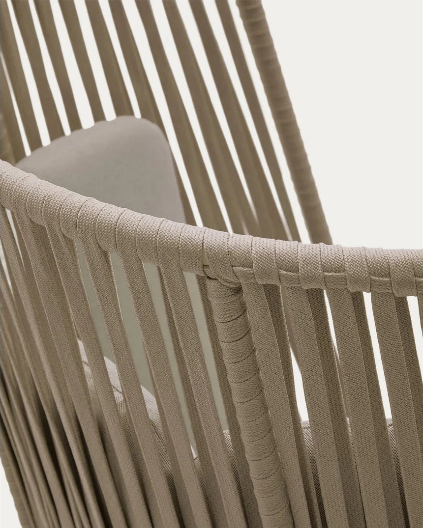 Outdoor-Sessel mit hoher Rückenlehne Saconca aus Seil und beige verzinktem Stahl von Kave Home – Bild 8