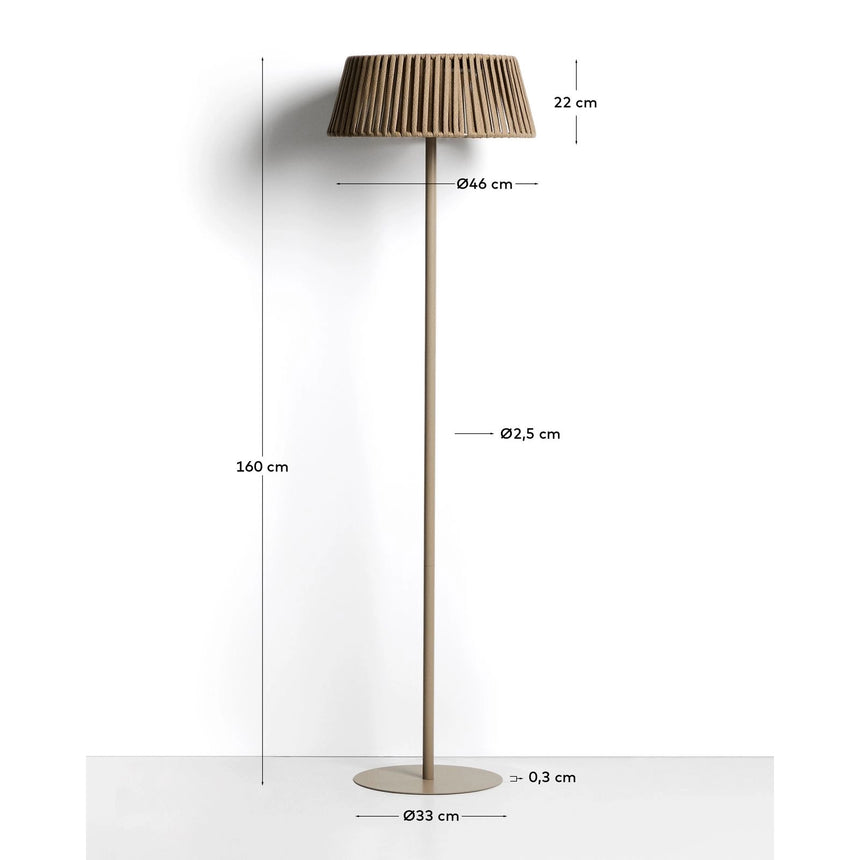 Outdoor-Solar-Stehlampe Aldet aus flachem Seil mit beigem Metallfuß, Ø 46 cm von Kave Home – Bild 4
