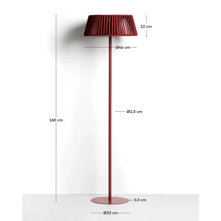 Outdoor-Solar-Stehlampe Aldet aus flachem Seil mit terrakottafarbenem Metallfuß, Ø 46 cm von Kave Home – Bild 4