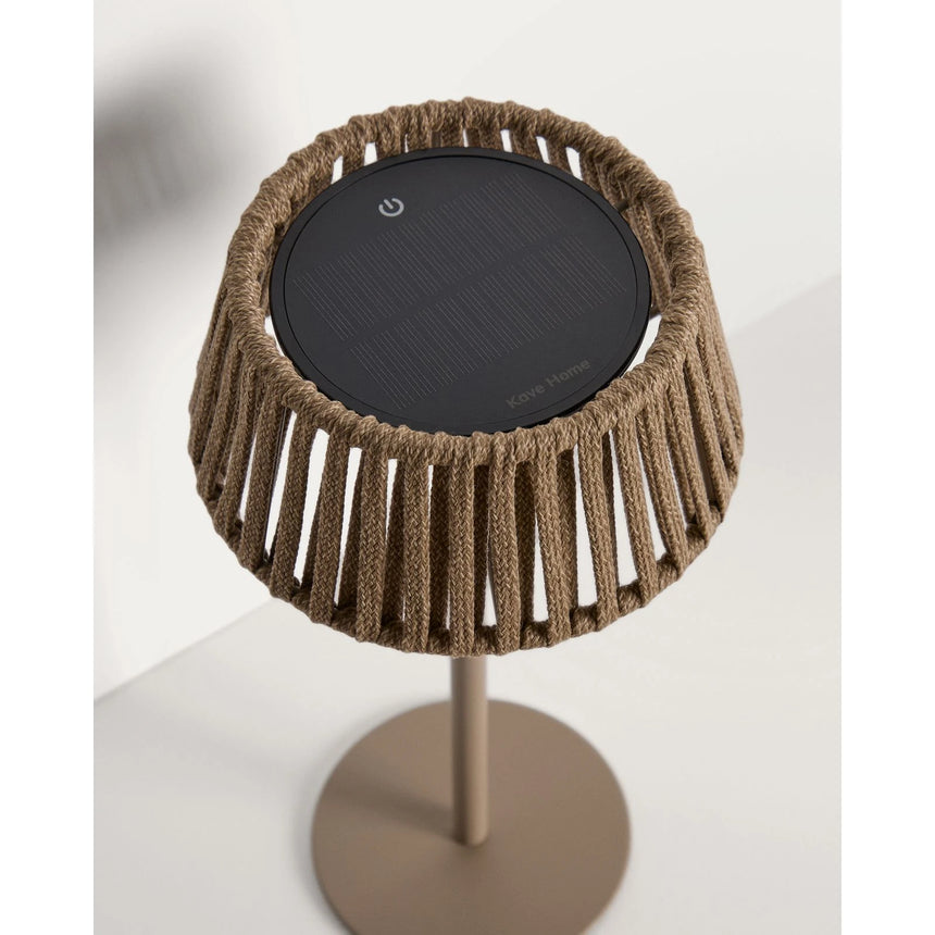 Outdoor-Solar-Tischlampe Aldet aus flachem Seil mit beigem Metallfuß von Kave Home – Bild 8