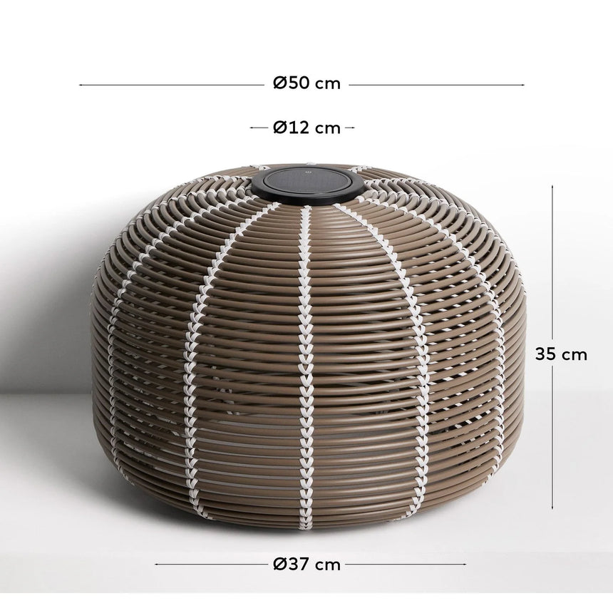 Outdoor-Solar-Tischlampe Garoina aus synthetischem Rattan in Taupe mit LED-Technologie, Ø 50 cm von Kave Home – Bild 5