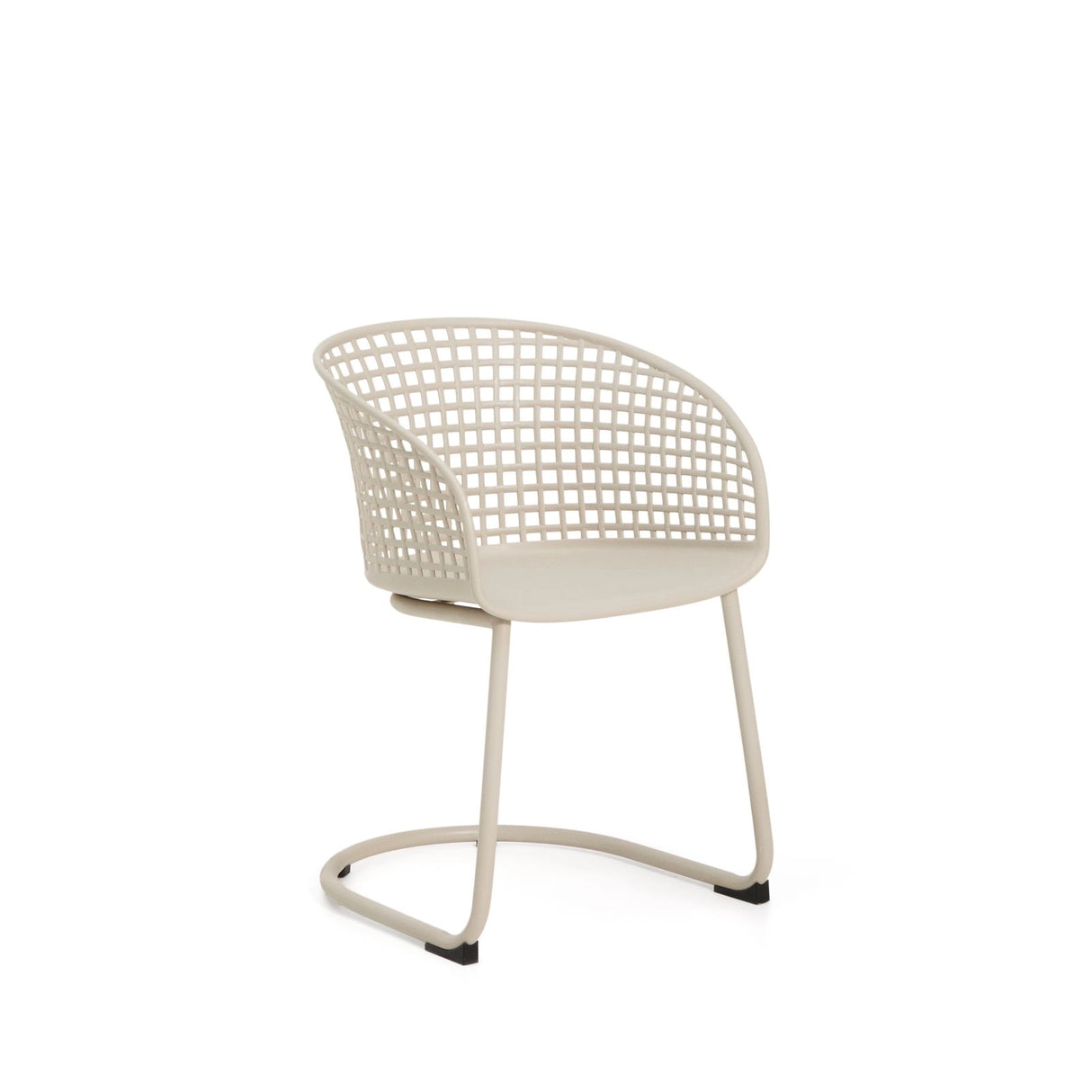 Outdoor-Stuhl Tenaro aus Kunststoff mit beigem Stahlgestell von Kave Home – Bild 1