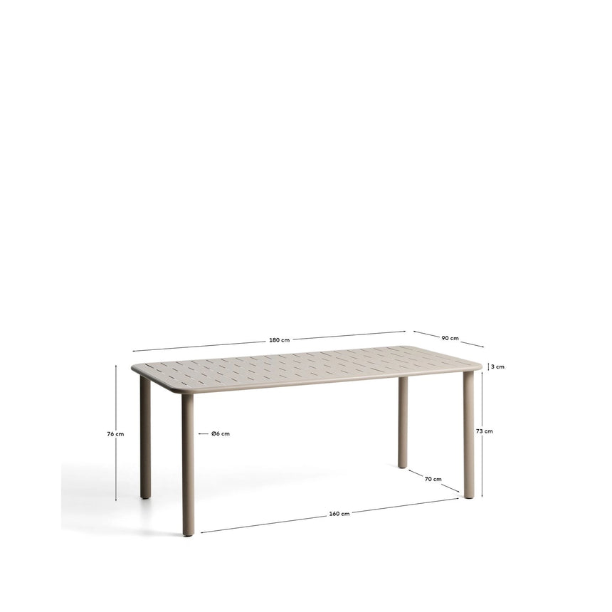 Outdoor-Tisch Brai aus taupefarben verzinktem Stahl, 180 x 90 cm von Kave Home – Bild 2