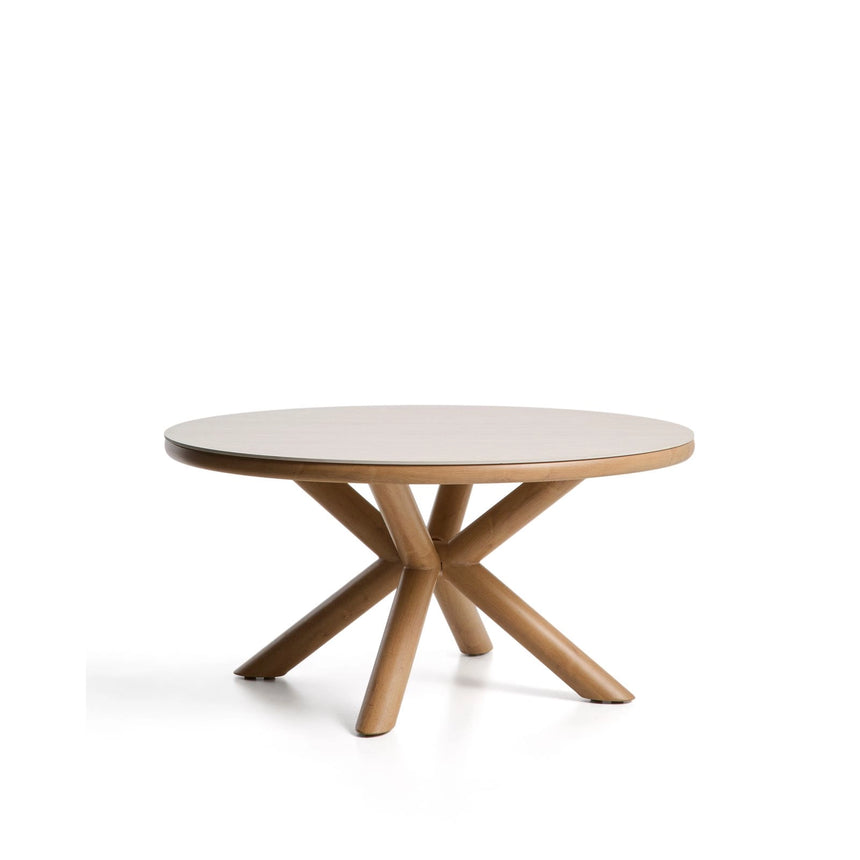 Outdoor-Tisch Mirtia aus Aluminium in Holzoptik und gesintertem Stein Ø 148 cm von Kave Home – Bild 1