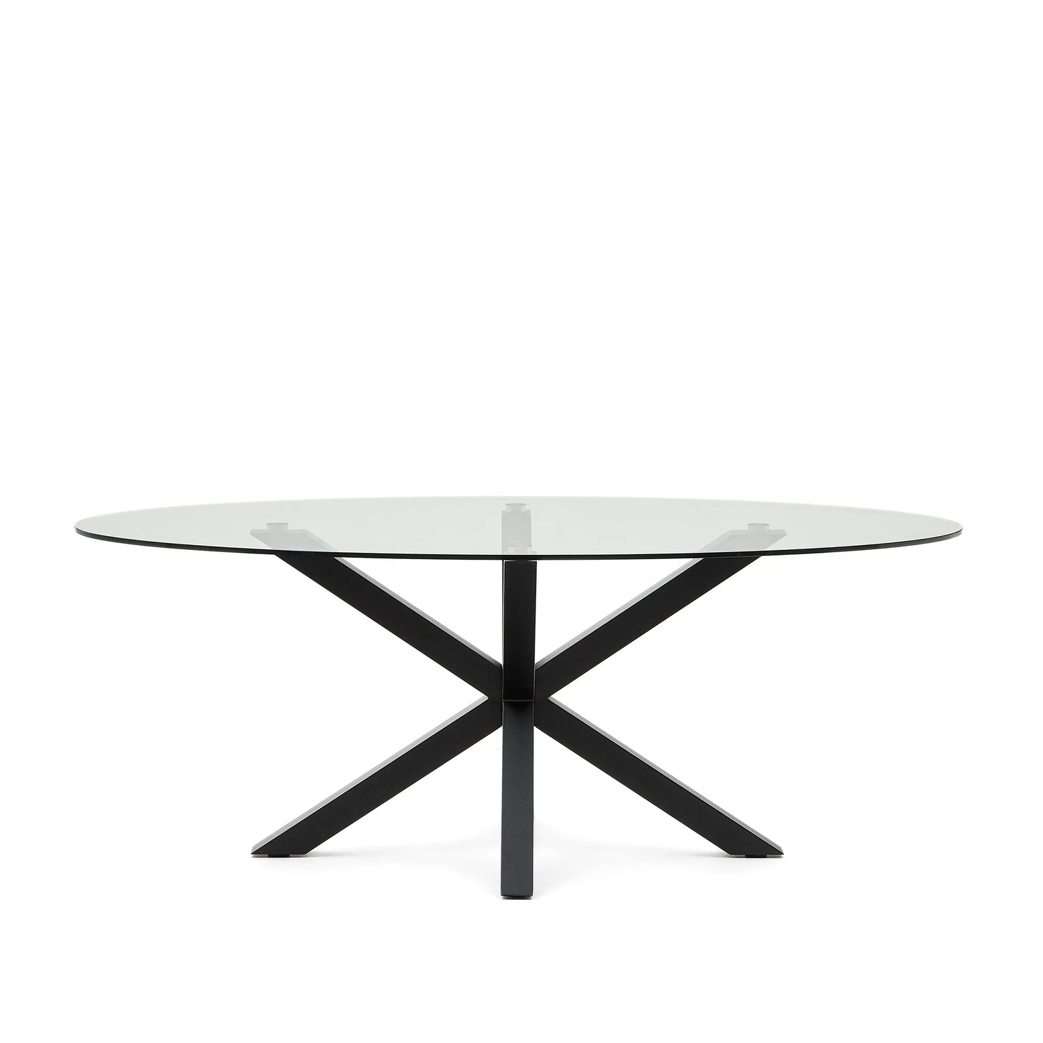 Ovaler Tisch Argo aus Glas und Stahlbeinen mit schwarzem Finish Ø 200 x 100 cm von Kave Home – Produktbild 4