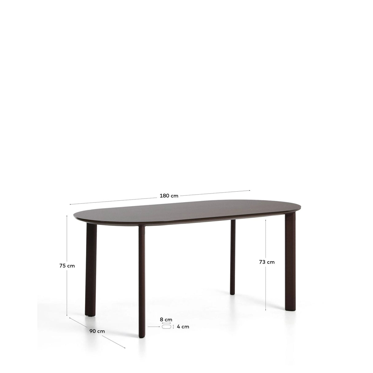 Ovaler Tisch Erice aus Aluminium und gehärtetem Glas in Braun 180 x 90 cm von Kave Home – Bild 2