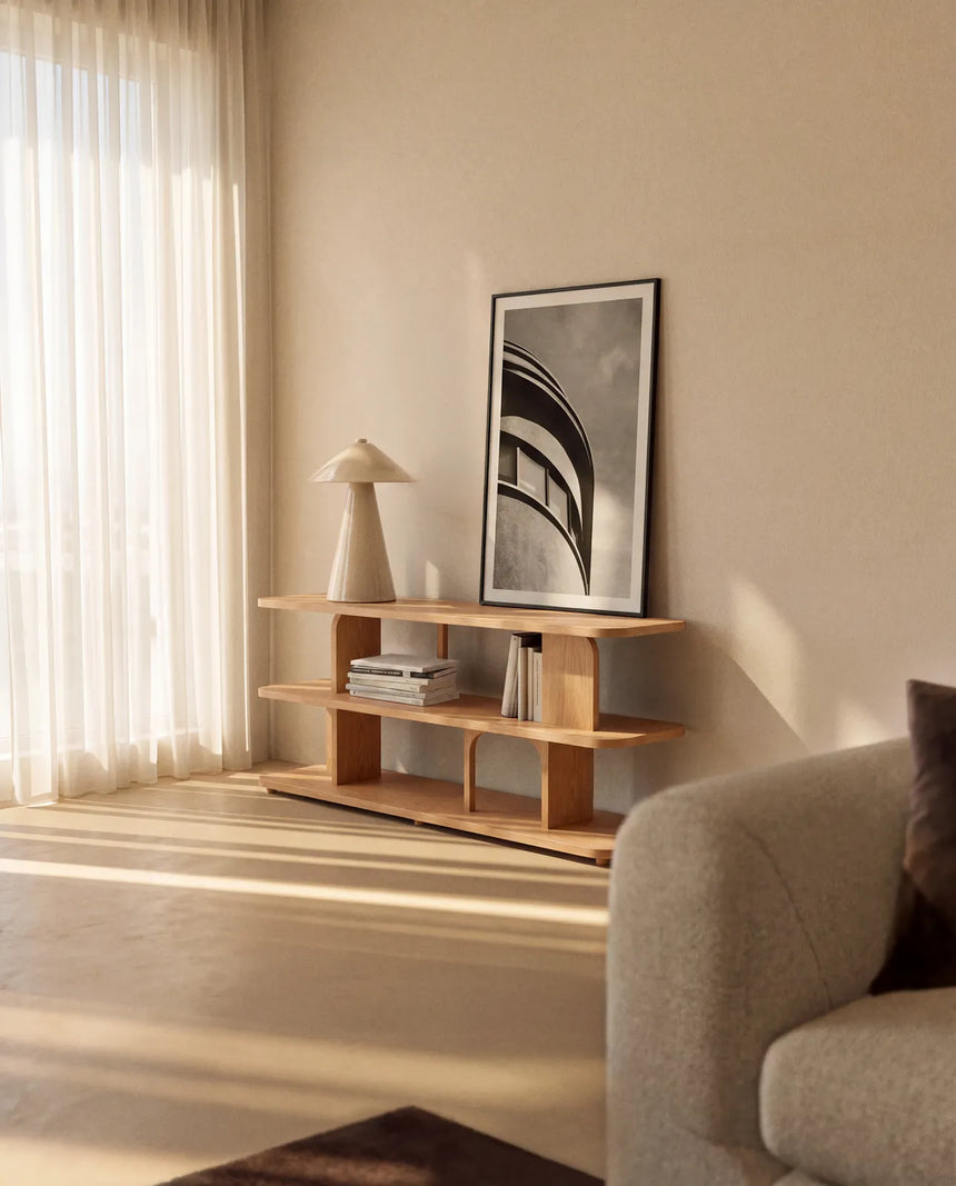Regal Aduma aus Eichenholzfurnier mit natürlichem Farbton, FSC 100% 160 x 65 cm von Kave Home – Bild 2