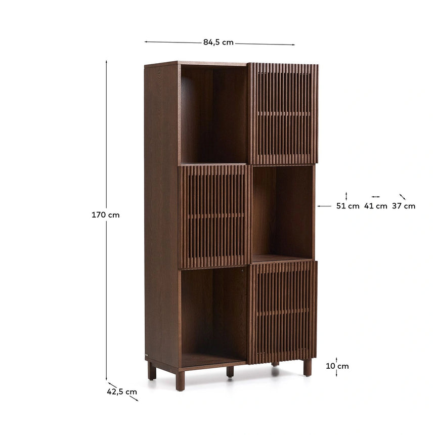 Regal Beyla aus Furnier und Massivholz aus Esche mit nussbaumfarbenem Finish 84,5 x 170 cm FSC 100% von Kave Home – Bild 4