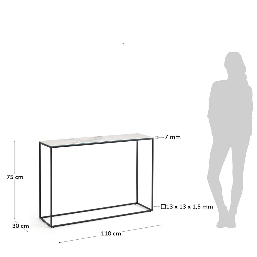 Rewena Konsolentisch Feinsteinzeug mit Kalos Weiß Finish und Stahlgestell 110 x 75 cm von Kave Home – Bild 4