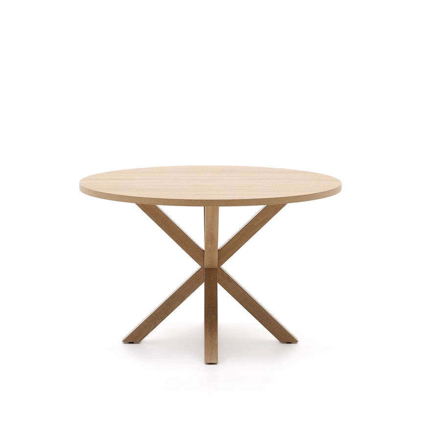 Runder Tisch Argo aus Melamin mit natürlicher Oberfläche und Stahlbeinen in Holzoptik Ø 120 cm von Kave Home – Bild 6