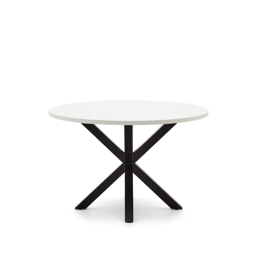 Runder Tisch Argo aus weißem Melamin und Stahlbeinen mit schwarzem Finish Ø 120 cm von Kave Home – Bild 5