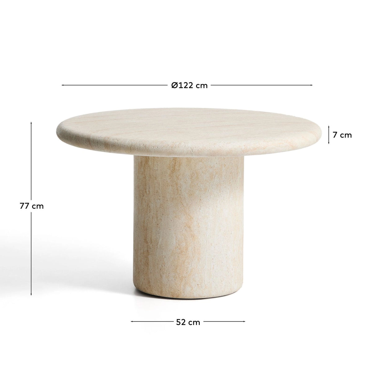 Runder Tisch Drasi aus Zement mit Finish in Travertinoptik, Ø 122 cm von Kave Home – Bild 5