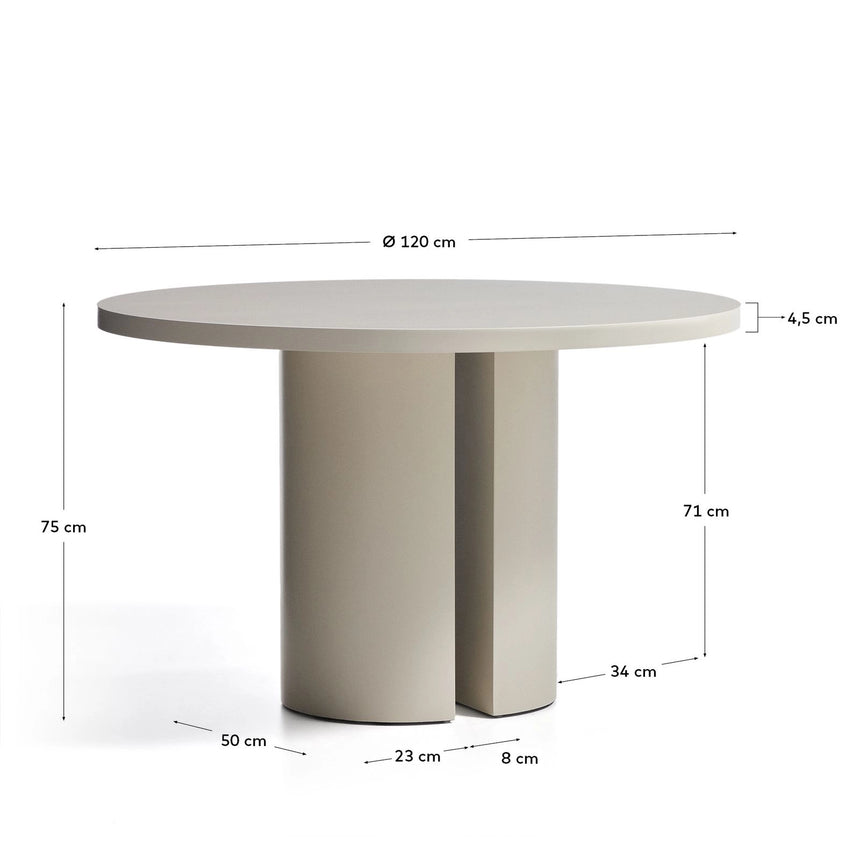 Runder Tisch Nealy aus lackiertem MDF mit eierschalfarbenem Finish Ø 120 cm von Kave Home – Bild 2