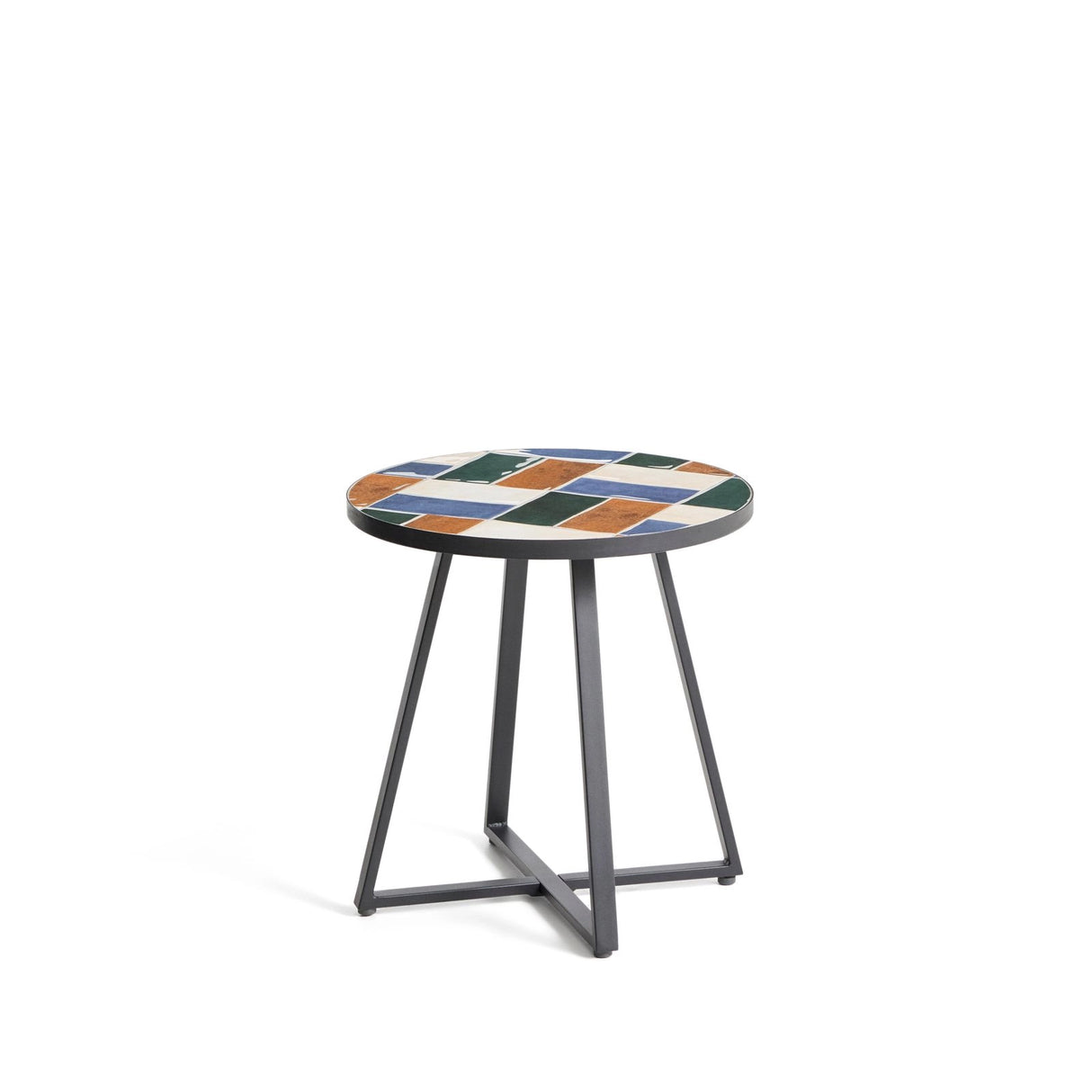 Runder Tisch Tella mit grün verzinktem Stahl und mehrfarbigen Fliesen, Ø 45 cm von Kave Home – Bild 5