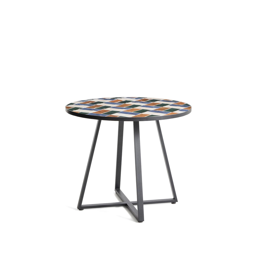 Runder Tisch Tella mit grün verzinktem Stahl und mehrfarbigen Fliesen, Ø 90 cm von Kave Home – Bild 5