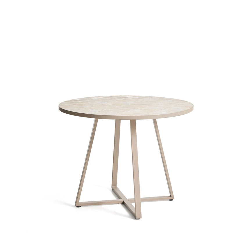 Runder Tisch Tella mit verzinktem Stahl und beigen Fliesen, Ø 120 cm von Kave Home – Bild 2