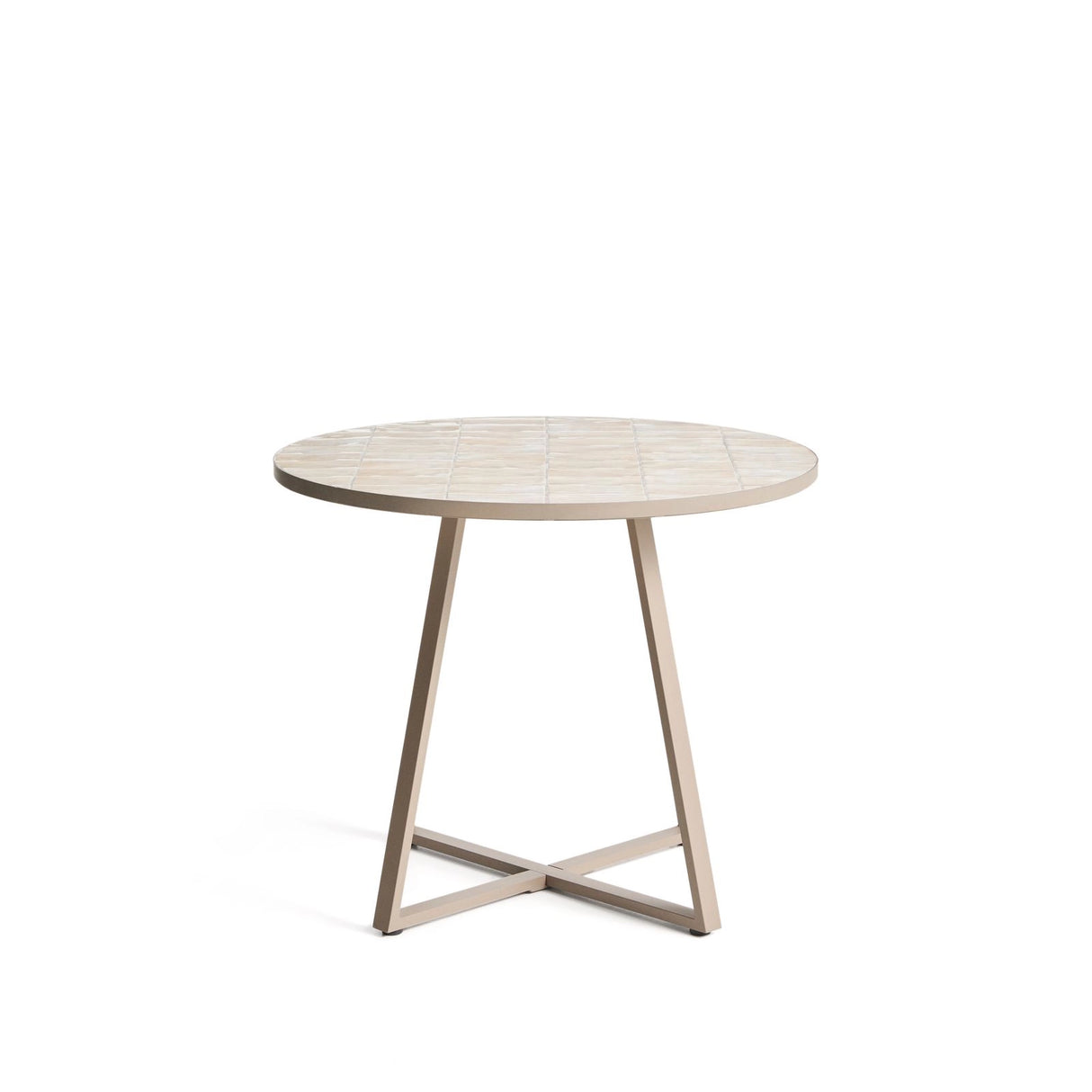 Runder Tisch Tella mit verzinktem Stahl und beigen Fliesen, Ø 90 cm von Kave Home – Bild 1
