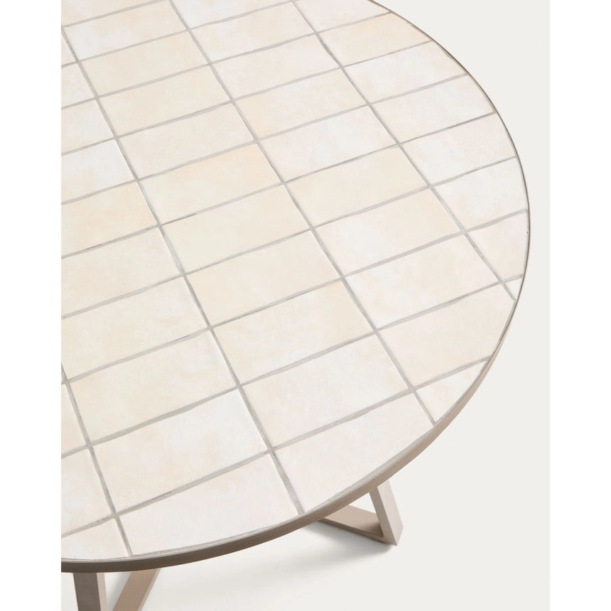 Runder Tisch Tella mit verzinktem Stahl und beigen Fliesen, Ø 90 cm von Kave Home – Bild 6