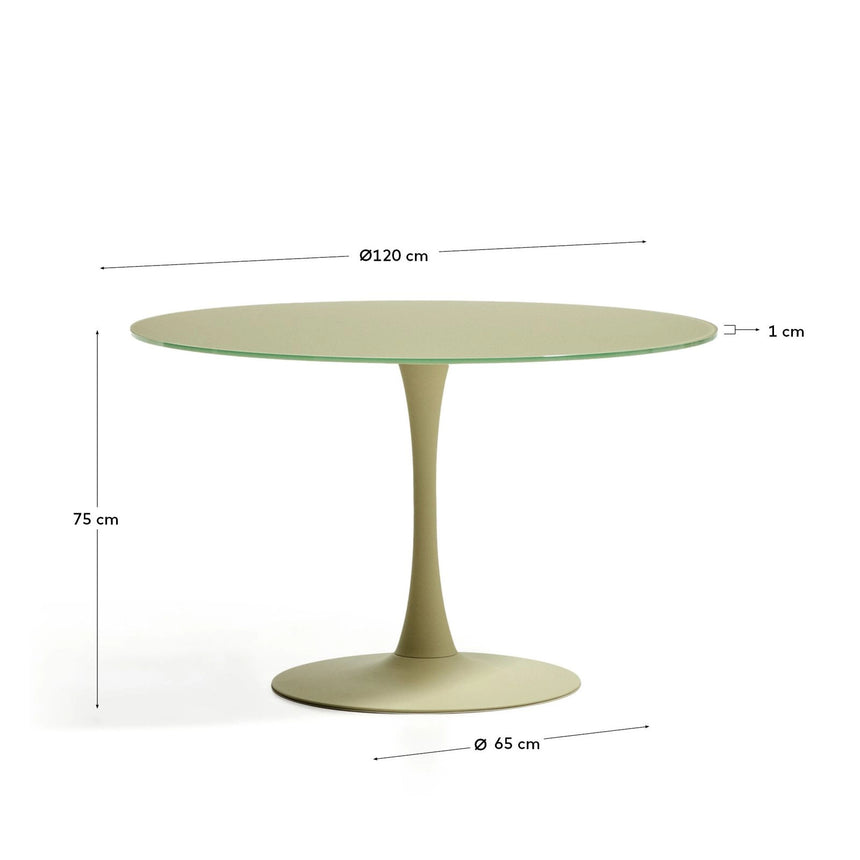 Runder Tisch Vedira aus Glas und grünem Stahl Ø 120 cm von Kave Home – Bild 3